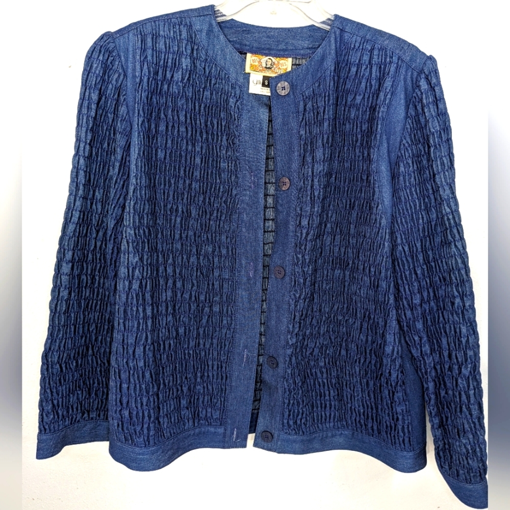 Bis Bis California Sunwashed Wrinkled Vintage Denim Jacket women's S